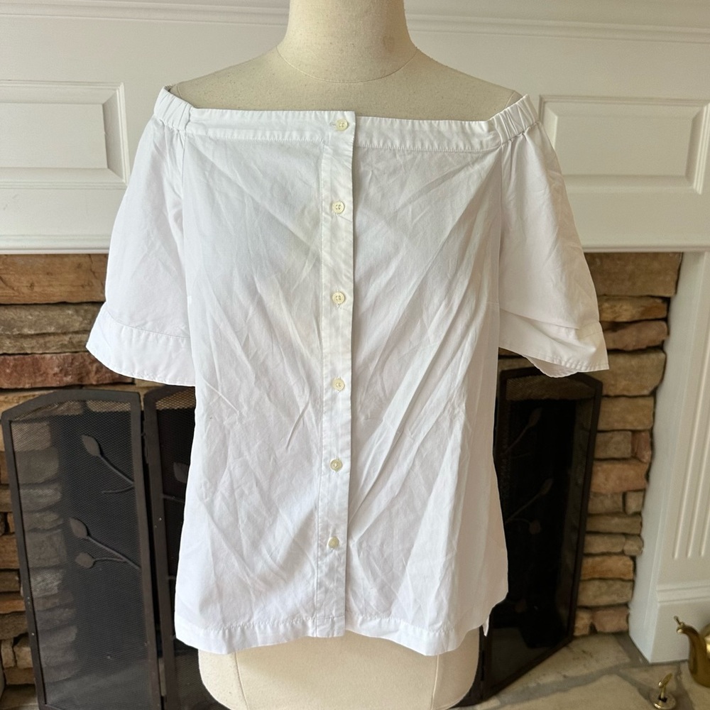 Lauren Ralph Lauren White Pure Cotton Off-Shoulders Blouse size 12 large